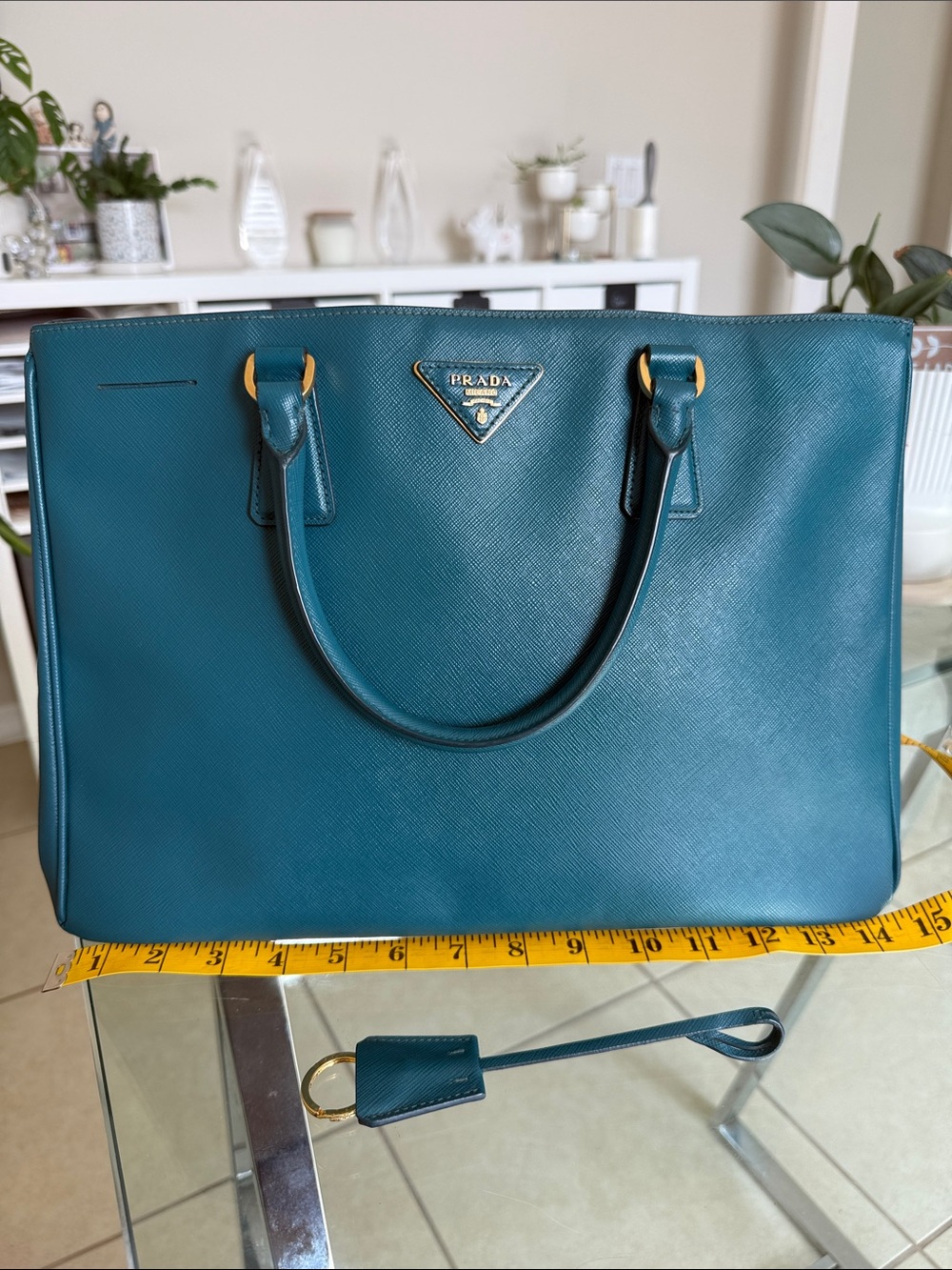Prada Saffiano Leather Tote - Teal - Picture 11 of 15